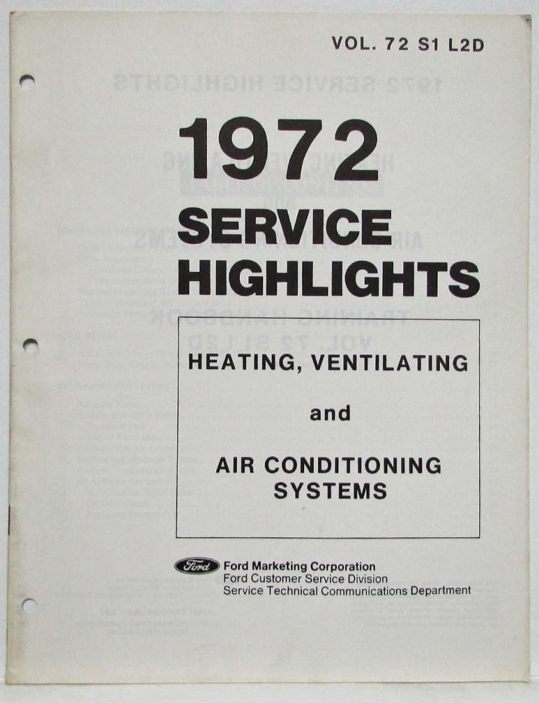 1972 Ford Heating Ventilating and Air Conditioning Training Handbook - HVAC