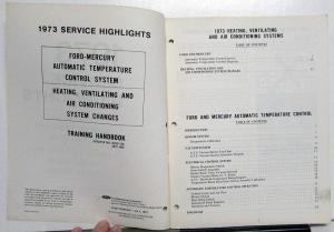 1973 Ford-Mercury Automatic Temperature Control System Training Handbook - HVAC