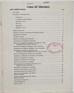 1953 Lincoln Air Conditioning Service Shop Repair Manual - A/C
