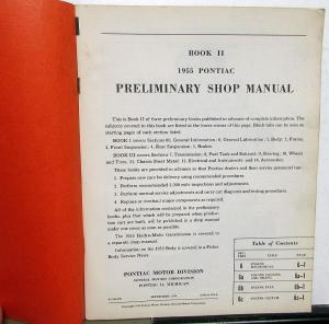 1955 Pontiac V8 Preliminary Dealer Service Shop Repair Manual Set Book 1 2 & 3