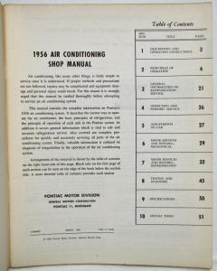 1956 Pontiac V8 Air Conditioning Service Shop Repair Manual - A/C