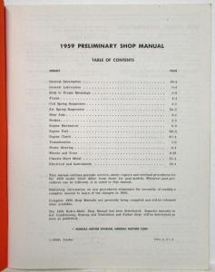 1959 Pontiac Preliminary Dealer Service Shop Repair Manual