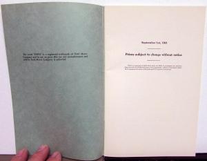 1909-1921 Ford Model T Price List Of Parts & Accessories Book Vintage Repro