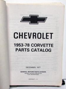 1953 1958 1965 1969 1971 1978  53-78 Chevrolet Corvette Parts Book Catalog Orig