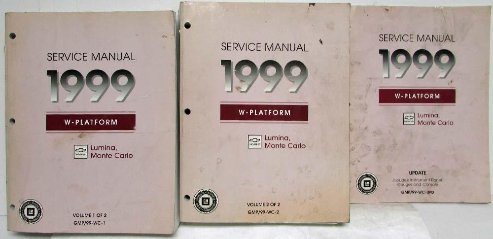 1999 Chevrolet Monte Carlo and Lumina Service Shop Manual Set Vol 1-2 & Update