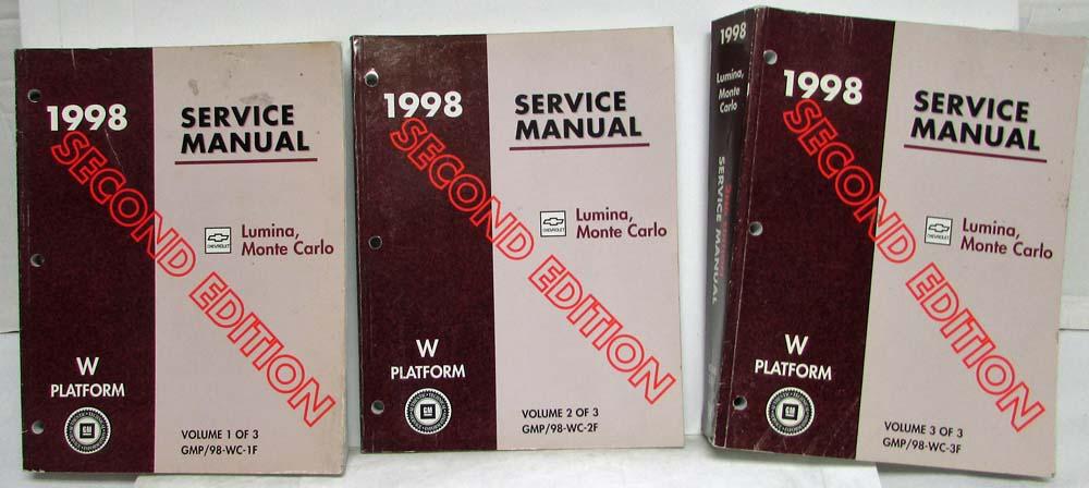 1998 Chevrolet Lumina & Monte Carlo Service Shop Manual Set Vol 1-3 2nd Edition