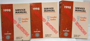 1998 Chevrolet Cavalier Pontiac Sunfire Service Shop Repair Manual Set Vol 1-3