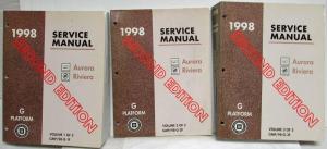 1998 Oldsmobile Aurora Buick Riviera Service Shop Repair Manual Set Vol 1-3