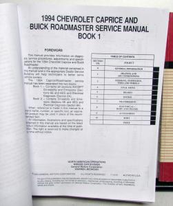 1994 Chevrolet Caprice Buick Roadmaster Service Shop Repair Manual Set