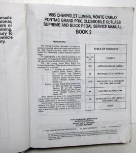1995 Lumina Monte Carlo Grand Prix Cutlass Supreme Regal Service Shop Manual Set