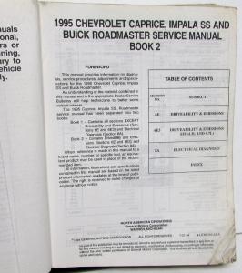 1995 Chevrolet Caprice Impala SS Buick Roadmaster Service Shop Manual Set