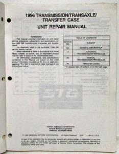 1996 Buick Cadillac Chevy GMC Oldsmobile Pontiac Transmission Overhaul Manual
