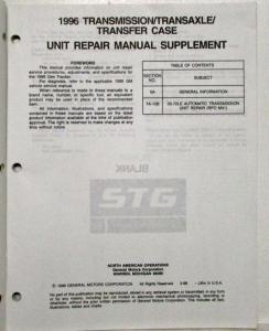 1996 Buick Cadillac Chevy GMC Oldsmobile Pontiac Transmission Overhaul Manual