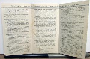 1929 Kissel White Eagle Model 126 Deluxe Straight Eight Specs Sales Folder Orig