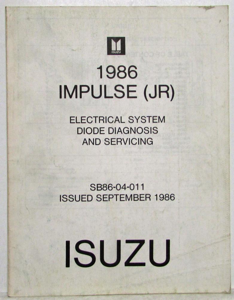 1986 Isuzu Impulse Electrical System Diode Diagnosis and Servicing Manual