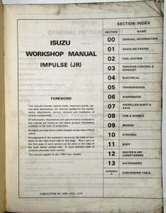 1983 Isuzu Impulse Service Shop Repair Manual