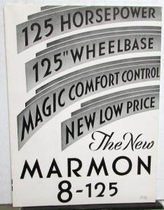 1932 Marmon 8 125 5 Pass Sedan 2 Pass Coupe Conv Deluxe Sales Brochure Folder