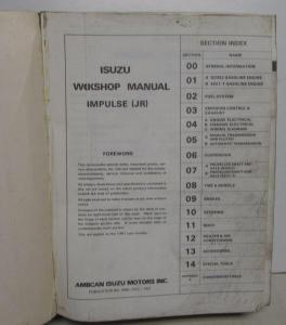 1987 Isuzu Impulse Service Shop Repair Manual Original
