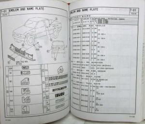 1988-1995 Isuzu Pickup Parts Catalog Book - July 1996