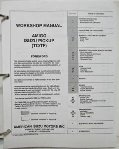 1988-1989 Isuzu Amigo & Pickup Service Shop Repair Manual - Volume B Only