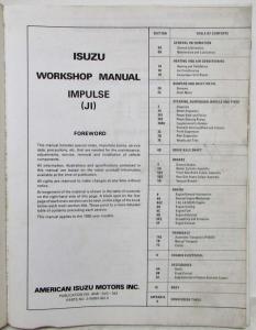 1990 Isuzu Impulse Service Shop Repair Manual