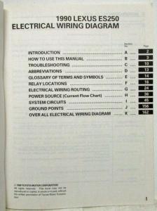 1990 Lexus ES 250 Electrical System Wiring Diagram