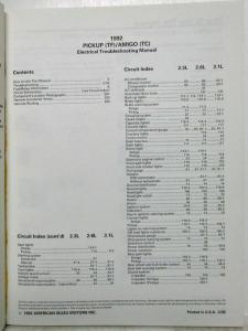 1992 Isuzu Pickup and Amigo Electrical Troubleshooting Manual