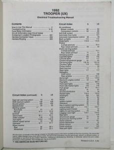 1992 Isuzu Trooper Electrical Troubleshooting Manual