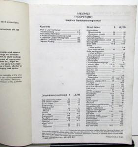 1992/1993 Isuzu Trooper Electrical Troubleshooting Manual