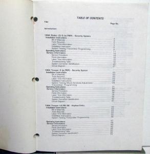 1994-1995 Isuzu Security System/Keyless Entry Technical Manual