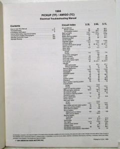 1994 Isuzu Pickup and Amigo Electrical Troubleshooting Manual
