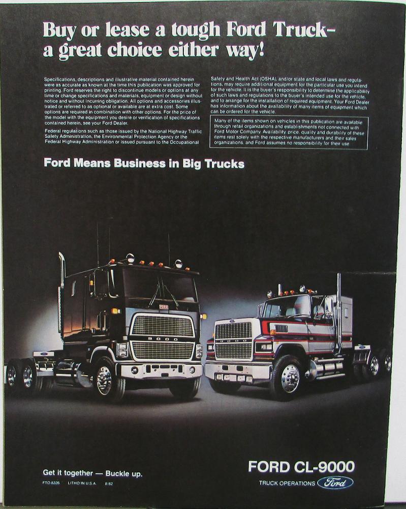 1984 Ford CL-9000 CLT-9000 Trucks Dealer Sales Brochure