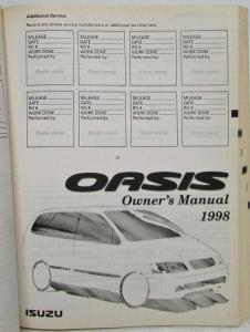1998 Isuzu LV Owners Manual Reference Book - Rodeo Trooper Hombre Oasis Amigo