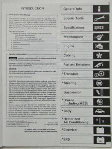 1998 Isuzu Oasis Service Shop Repair Manual