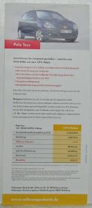 2007 Volkswagen VW The Polo Tour Sales Brochures - German Text