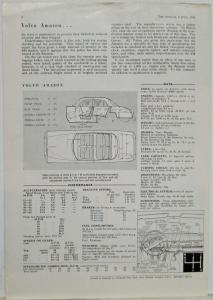 1958 Volvo Amazon 122S The Autocar Road Tests 1686 Article Reprint