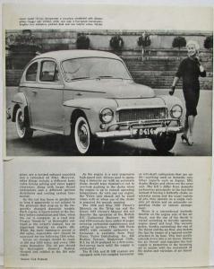 1959 Volvo PV 544 Small Car Parade Article Reprint