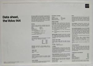 1967 Volvo 144 Spec Sheet