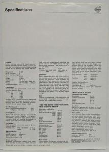 1969 Volvo Spec Sheet - Long Lasting - 142S 144S 145S 1800S