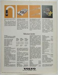 1974 Volvo 145 Kartanoauto Sales Tri-Fold Brochure - Finnish Text