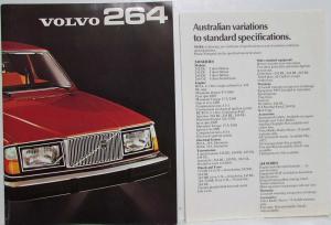 1975 Volvo 264 Sales Brochure with Variations Spec Sheet - Australian Market