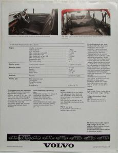 1977 Volvo 66 Spec Sheet - UK Market