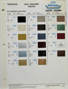 1981 Volvo DuPont Paint Chips
