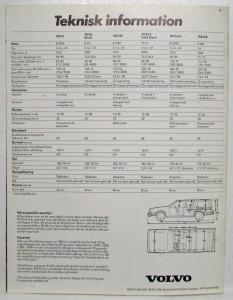 1986 Volvo 740 and 760 Sales Folder - Swedish Text