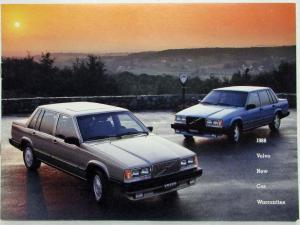 1988 Volvo New Car Warranties Brochure