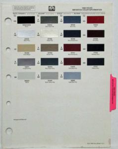 1990 Volvo PPG Imported Color Information Paint Chips