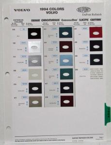 1994 Volvo DuPont Paint Chips