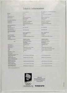 1994 Volvo 440/460 and 940 Sales Folders - Swedish Text