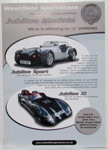 2007 Westfield Sports Cars Ltd Jubilee Models Sales Sheet - UK