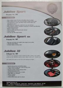 2007 Westfield Sports Cars Ltd Jubilee Models Sales Sheet - UK